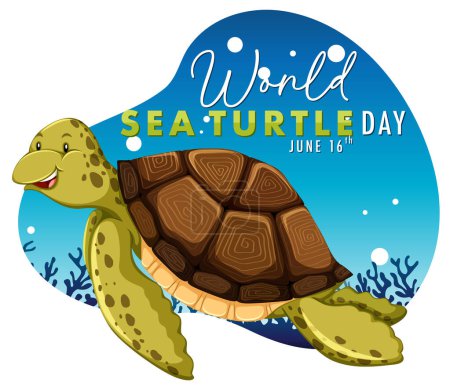 Téléchargez les photos : Illustration d'une tortue de mer pour une journée spéciale - en image libre de droit