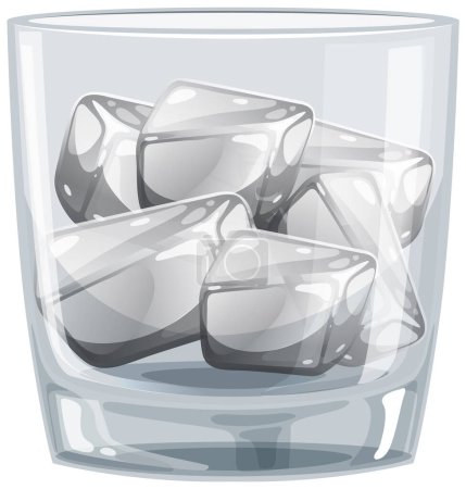Vector illustration of ice cubes in a glass