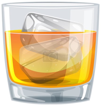 Stylized vector graphic of whiskey in a glass