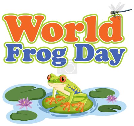 Illustration for Colorful frog on lily pads with event title - Royalty Free Image