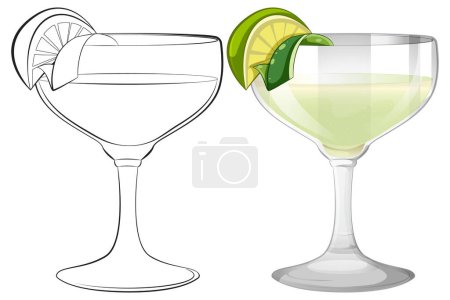 Illustration for Vector illustration of a cocktail glass with lime - Royalty Free Image