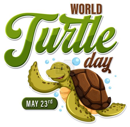 Tortuga alegre celebrando el Día Mundial de la Tortuga