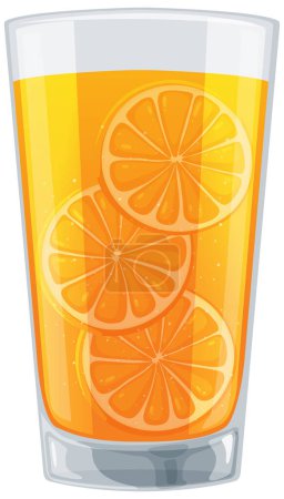 Illustration for Vector illustration of a glass filled with orange juice. - Royalty Free Image