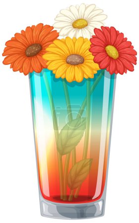 Téléchargez les illustrations : Illustration vectorielle de fleurs vibrantes dans l'eau - en licence libre de droit