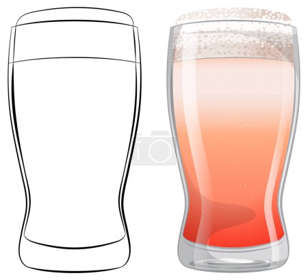 Vector illustration of beer glasses, one empty, one full.