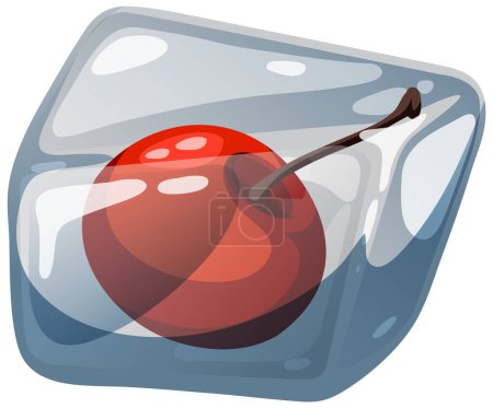 Illustration for Vector graphic of a cherry frozen in ice - Royalty Free Image