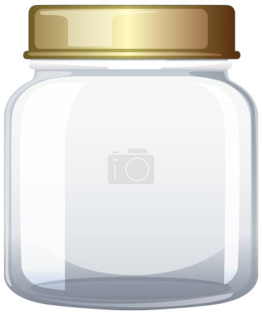 Illustration for Clear glass jar with a shiny golden cap - Royalty Free Image