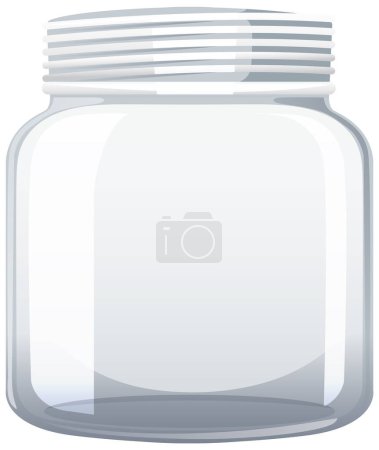 Tarro de vidrio transparente con ilustración de tapa atornillada