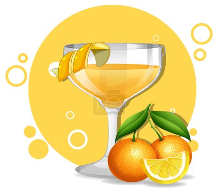 Illustration for Vector illustration of a refreshing citrus cocktail - Royalty Free Image