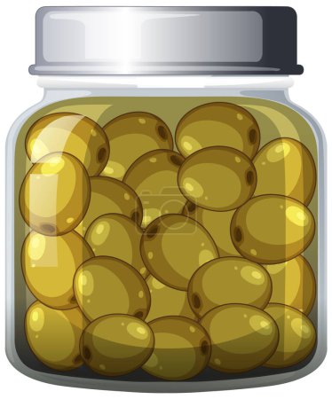 Illustration for Vector graphic of a transparent bottle with yellow pills - Royalty Free Image