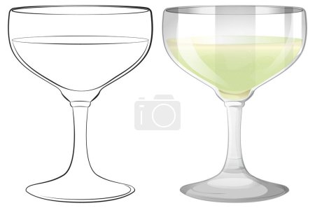 Téléchargez les illustrations : Illustration vectorielle de verres à vin vides et remplis. - en licence libre de droit