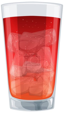 Ilustración vectorial de un refresco gaseoso frío en un vaso