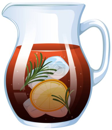 Illustration for Vector illustration of iced tea with lemon and herbs - Royalty Free Image