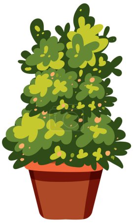 Téléchargez les illustrations : Graphique vectoriel d'un arbuste vert vif en pot - en licence libre de droit