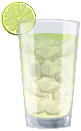 Illustration for Vector graphic of iced lime beverage in glass - Royalty Free Image