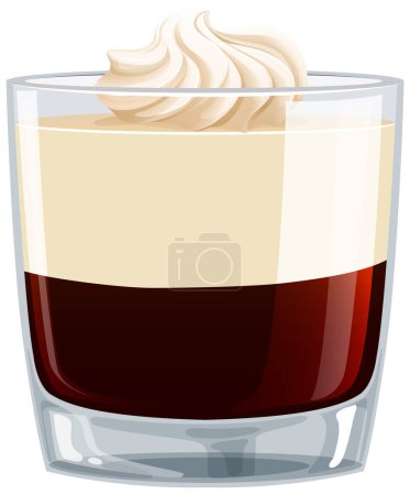 Vector graphic of a layered coffee drink in a glass