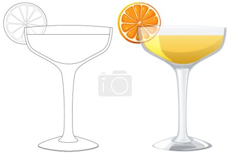 Téléchargez les illustrations : Art vectoriel de verres à cocktail vides et remplis - en licence libre de droit