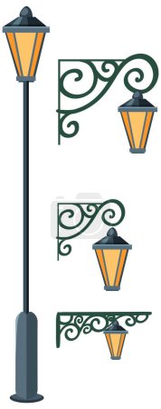 Téléchargez les illustrations : Collection de lampadaires classiques au format vectoriel - en licence libre de droit