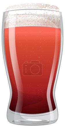 Ilustración vectorial de una cerveza roja espumosa en un vaso.