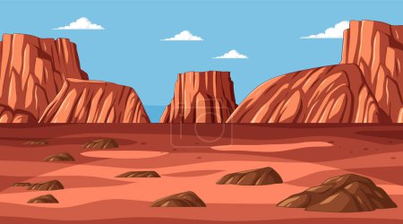 Illustration for Vector illustration of arid desert landscape - Royalty Free Image