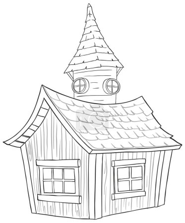 Illustration for Sketch of a charming, whimsical storybook cottage - Royalty Free Image