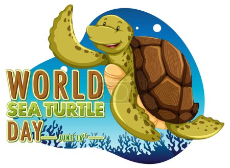 Fröhliche Schildkrötenillustration zum Welttag der Meeresschildkröten