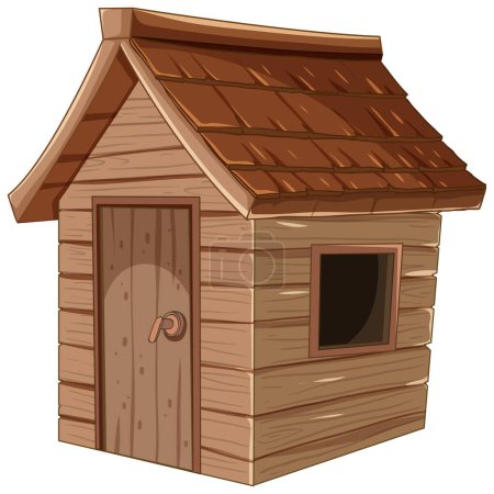 Illustration for Cartoon-style illustration of a small wooden doghouse. - Royalty Free Image