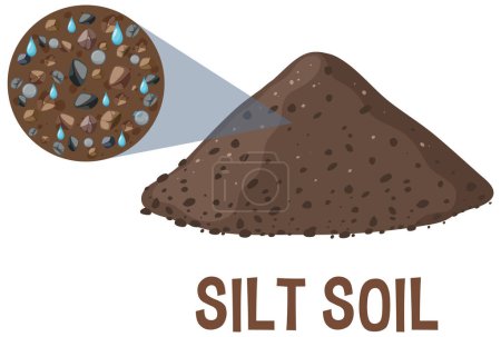 Detailed vector of silt soil and its components