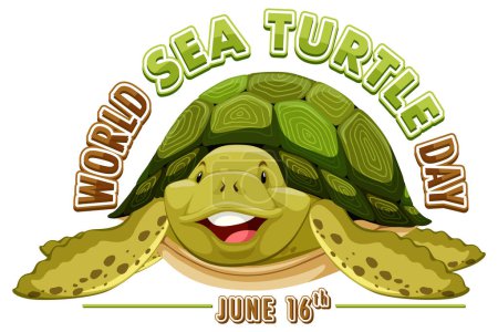 Cheerful turtle illustration for World Sea Turtle Day