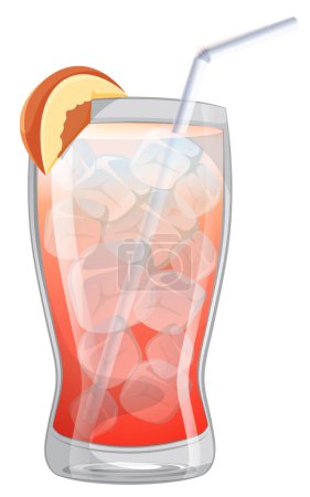 Ilustración vectorial de una bebida cítrica fría con hielo.