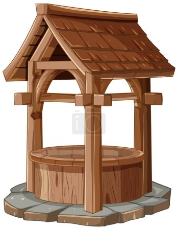 Cartoon-style vector of a traditional water well