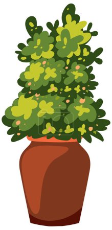 Illustration for A vibrant green potted plant with yellow flowers. - Royalty Free Image