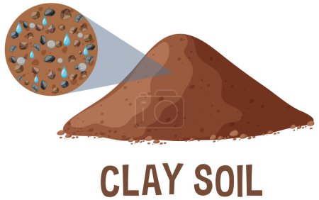 Detailed vector showing particles in clay soil.
