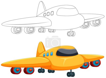 Téléchargez les illustrations : Illustration vectorielle d'un avion de dessin animé stylisé - en licence libre de droit