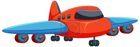 Illustration for Brightly colored vector illustration of a cartoon airplane - Royalty Free Image