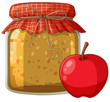 Ilustración de Imagen vectorial del tarro de mermelada de manzana y manzana fresca - Imagen libre de derechos