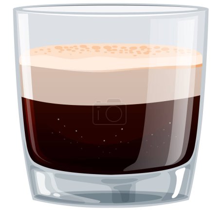 Téléchargez les illustrations : Graphique stylisé d'une boisson au café dans un verre - en licence libre de droit