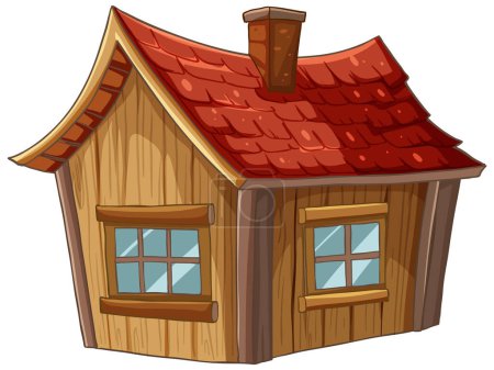 Téléchargez les illustrations : Illustration vectorielle colorée d'une petite maison en bois - en licence libre de droit