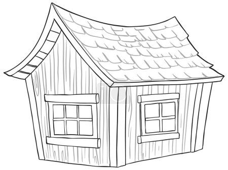 Illustration for Black and white drawing of a small house - Royalty Free Image