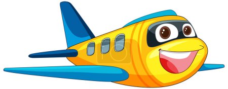 Illustration for Colorful, smiling airplane with a friendly face - Royalty Free Image
