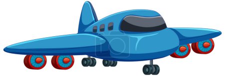 Téléchargez les illustrations : Illustration vectorielle d'un avion de dessin animé bleu - en licence libre de droit