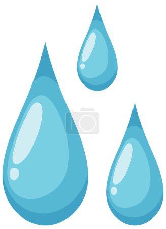 Illustration for Three stylized vector water droplets on white. - Royalty Free Image
