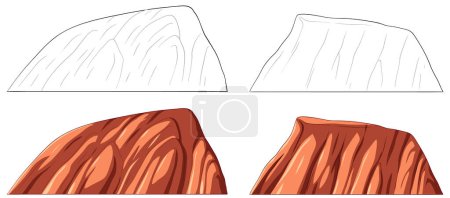 Four vector illustrations of geological rock layers