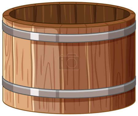 Detailed vector of a traditional wooden barrel.