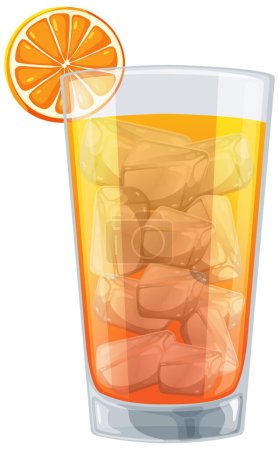 Ilustración de Ilustración vectorial de una bebida fría de naranja con hielo - Imagen libre de derechos