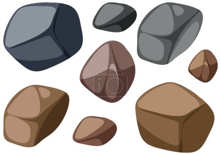 Téléchargez les illustrations : Collection de diverses pierres de forme et de couleur - en licence libre de droit