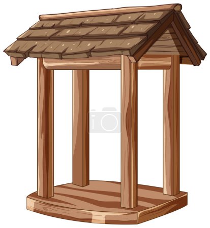 Illustration for Vector illustration of a simple wooden gazebo. - Royalty Free Image