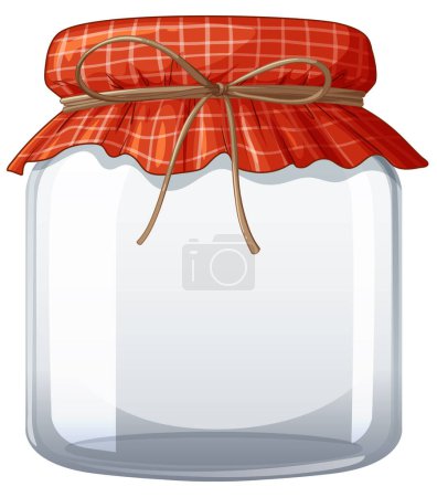 Empty glass jar with a red checkered lid