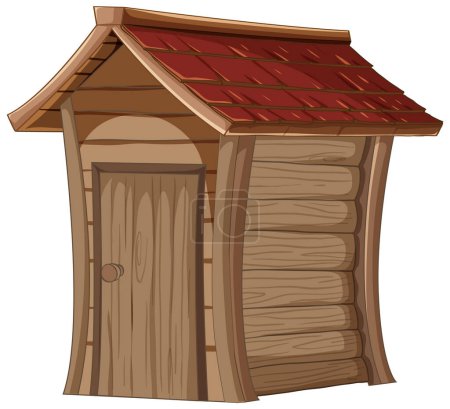 Illustration for Cartoon-style illustration of a small wooden shed. - Royalty Free Image