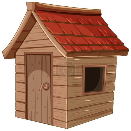 Cartoon-style illustration of a small wooden doghouse.